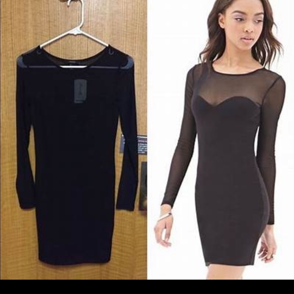 Forever 21 sheer black bodycon dress medium NWT holiday party